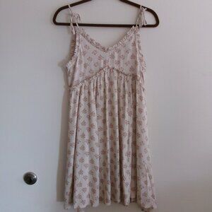 Patrons of Peace Dress Size XS NWOT Beige Brown Floral Boho Sundress.